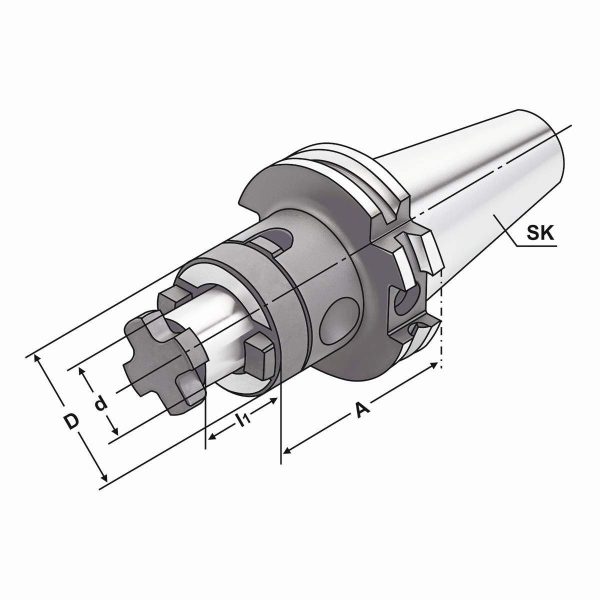 Kombi-Aufsteckfräserdorn SK 30-32-60 DIN 69871 AD – Bild 2