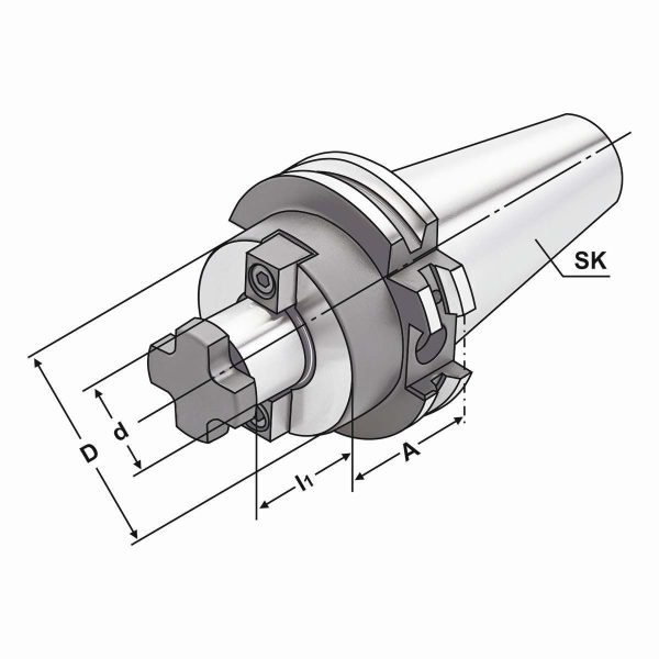 Quernut-Aufsteckdorn SK 30-32-50 DIN 69871 AD – Bild 2