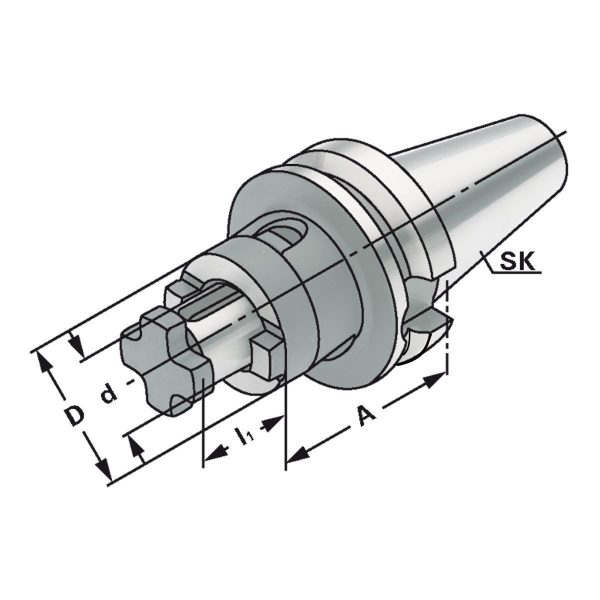 Kombi-Aufsteckfräserdorn BT 30-22-47 MAS/BT – Bild 2