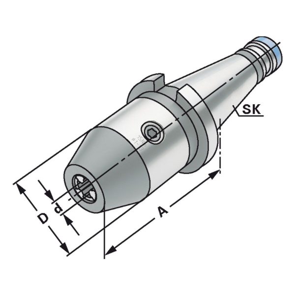 CNC-Bohrfutter SK 40- 1/13 -83 DIN 2080 – Bild 2