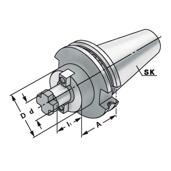 Quernut-Aufsteckdorn SK 40-16-35 DIN 69871 AD – Bild 2