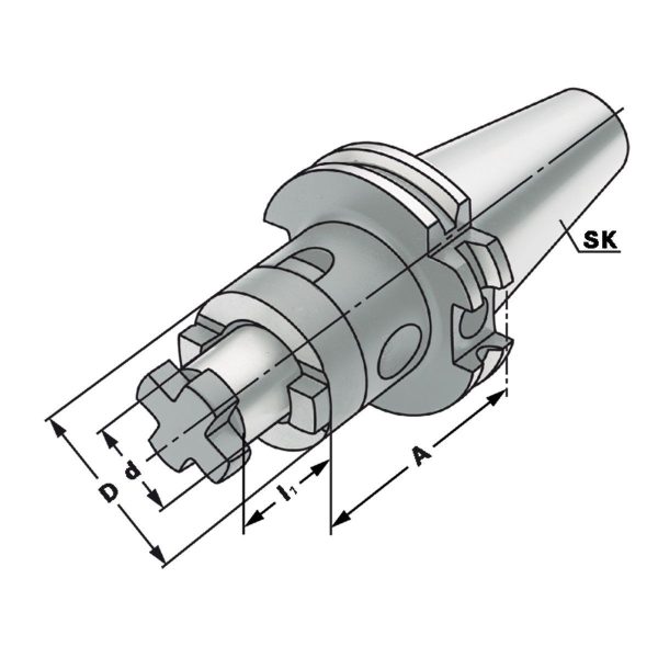 Kombi-Aufsteckfräsdorn SK40-32-100 DIN 69871 AD/B – Bild 2