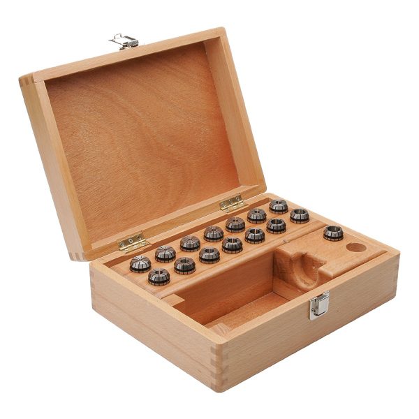 Präzisionsspannzangen-Satz | Rundlauf < 3 µm ER 32 | 470 ECP | 15-teiliger Satz im Holzkasten | cnctools.ch